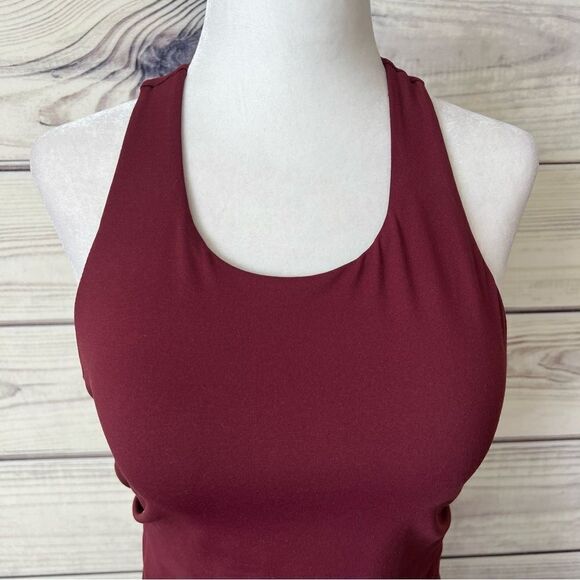 Fabletics Burgundy Boost Strappy Sports Bra Tank Top - Picture 4 of 11